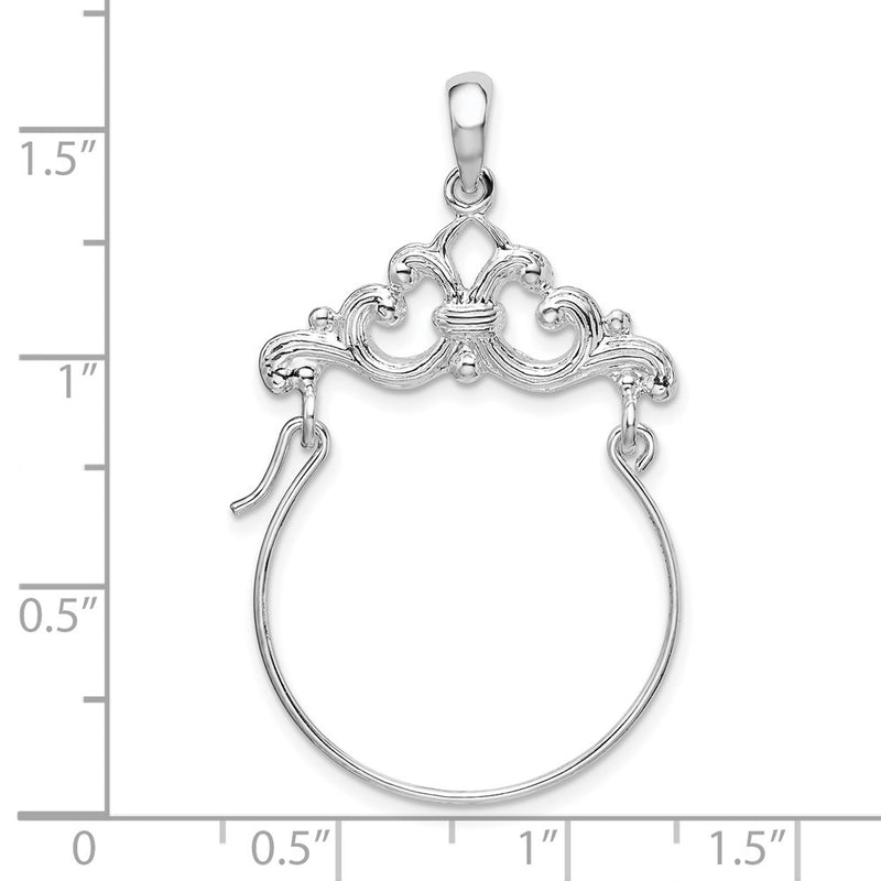 Sterling Silver De-Ani Rhodium-Plated Polished Scroll Design Charm Holder