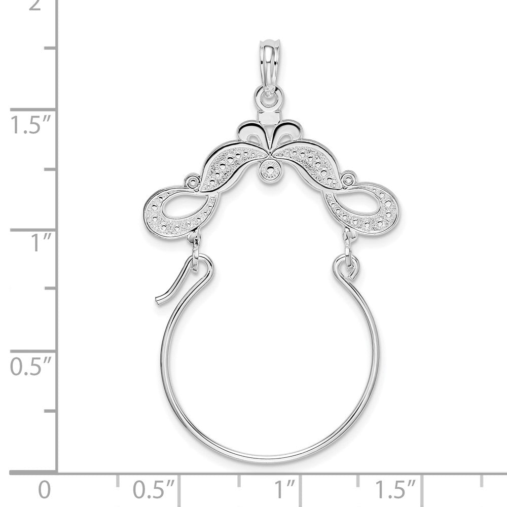Sterling Silver De-Ani Rhodium-Plated Polished Beaded Scroll Design Charm Holder