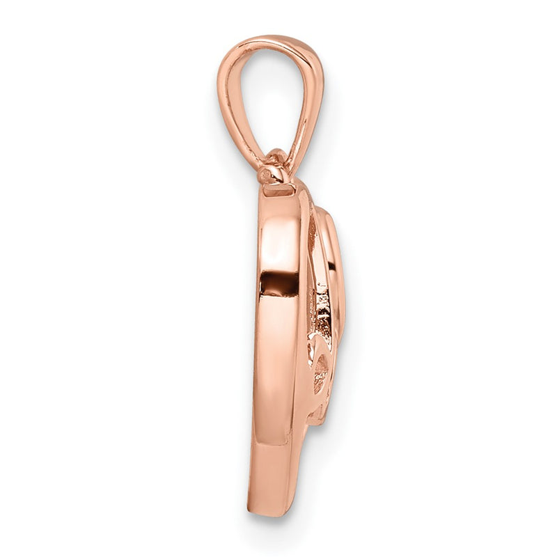 Sterling Silver Rose Tone Cz Love Heart Pendant