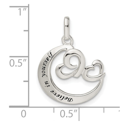 Sterling Silver Heart Believe In Yourself Pendant