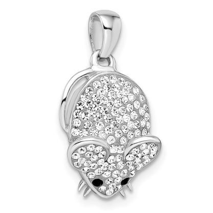 Sterling Silver Rhodium-Plated Preciosa Crystal Mouse Pendant