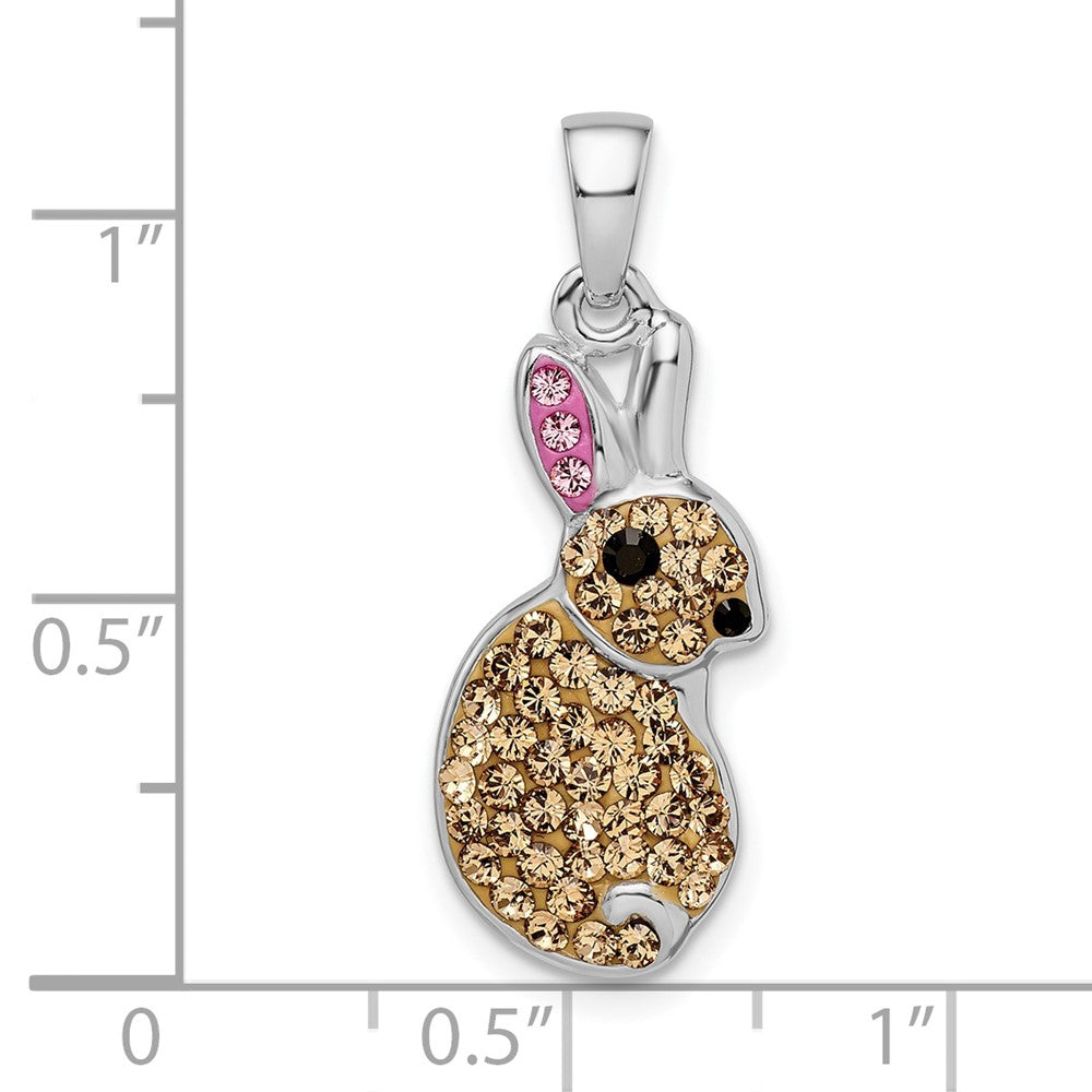 Sterling Silver Rhodium-Plated Preciosa Crystal Rabbit Pendant