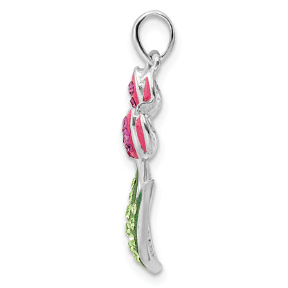 Sterling Silver Rhodium-Plated Preciosa Crystal Tulips Pendant