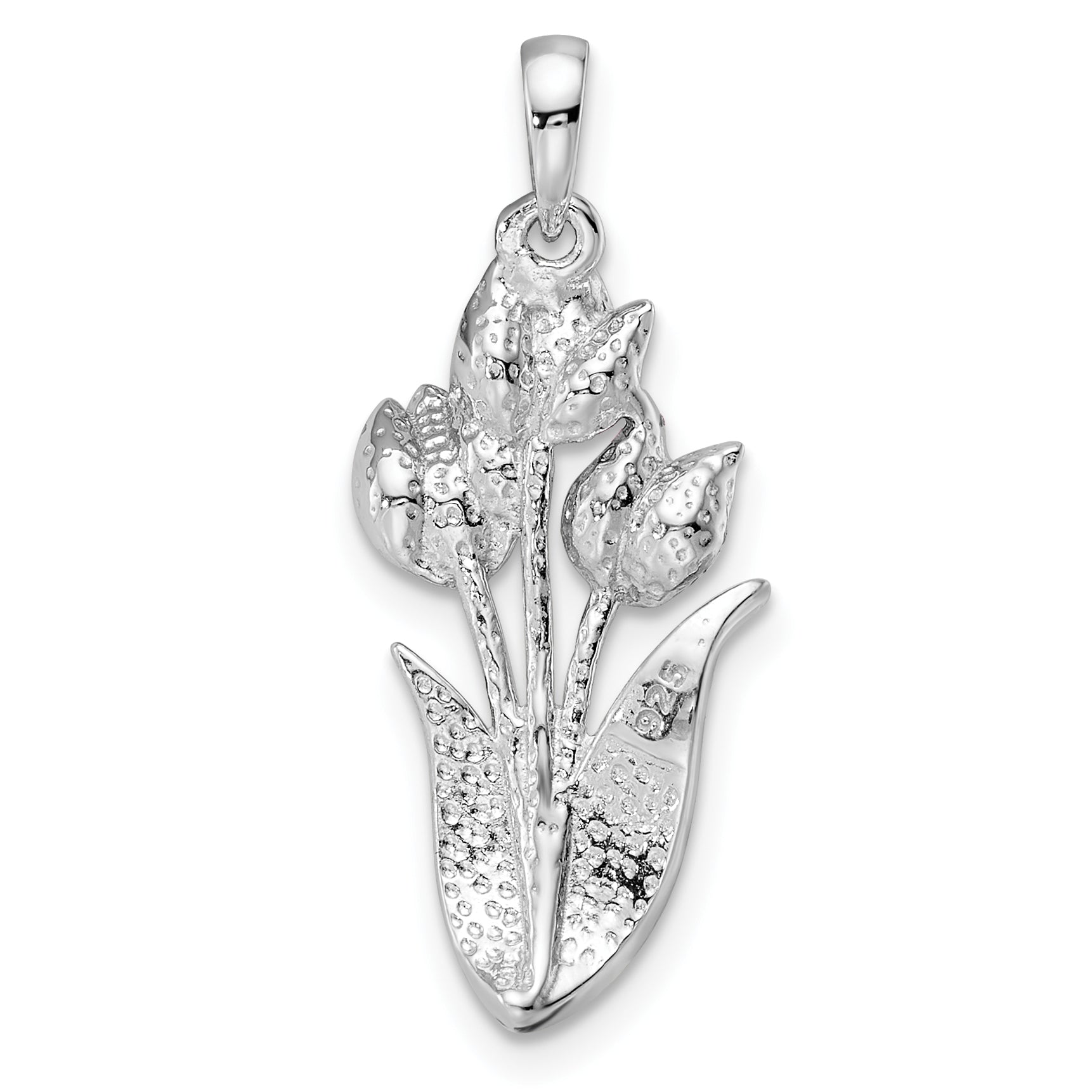Sterling Silver Rhodium-Plated Preciosa Crystal Tulips Pendant