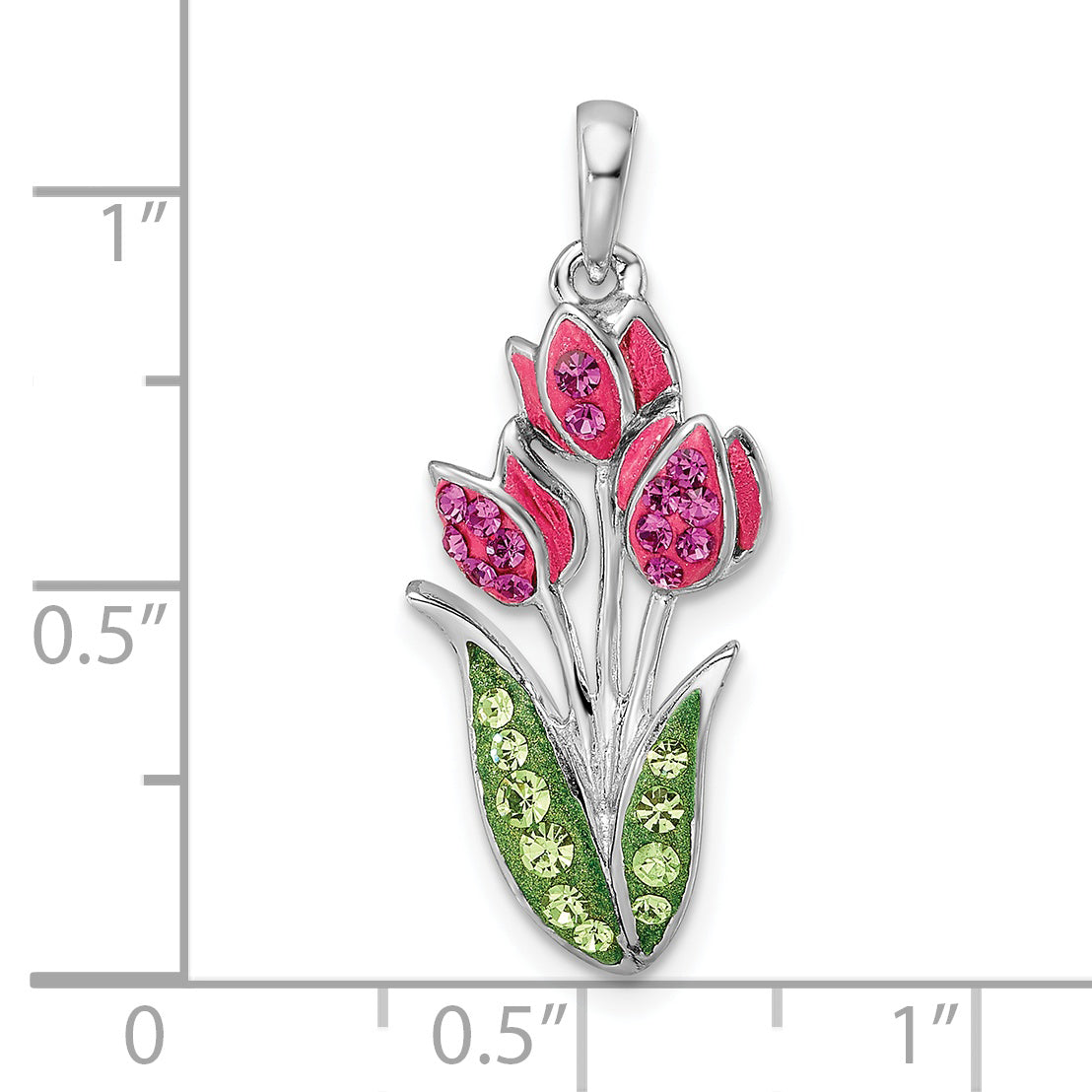 Sterling Silver Rhodium-Plated Preciosa Crystal Tulips Pendant