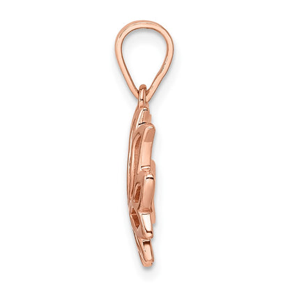 Sterling Silver Rose-Tone Flash Gold-Plated Lotus Pendant