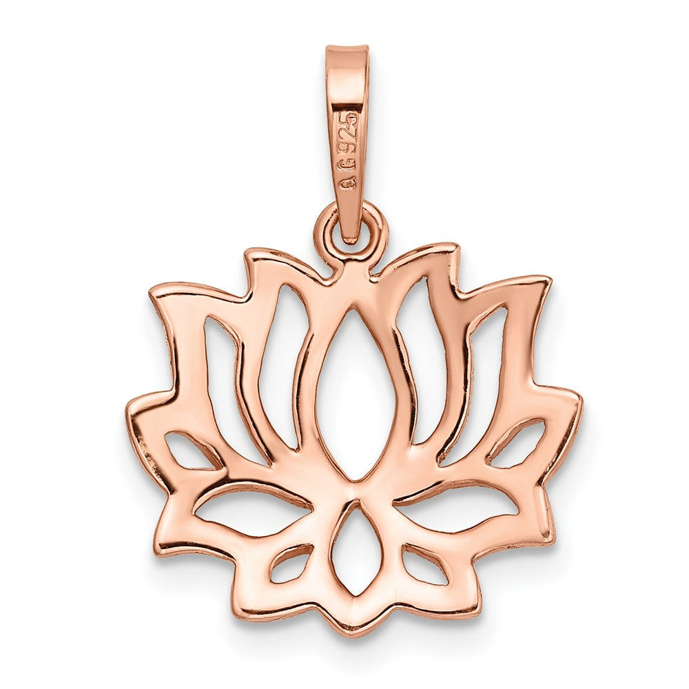 Sterling Silver Rose-Tone Flash Gold-Plated Lotus Pendant
