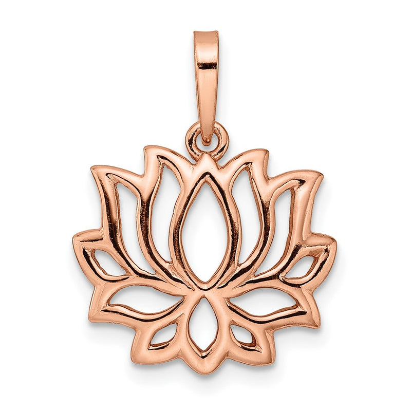 Sterling Silver Rose-Tone Flash Gold-Plated Lotus Pendant
