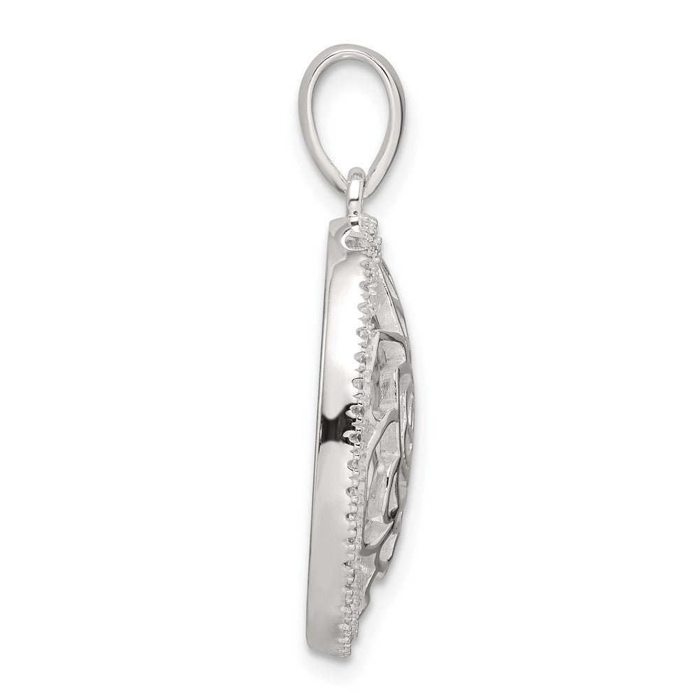 Sterling Silver Cz Rose Pendant