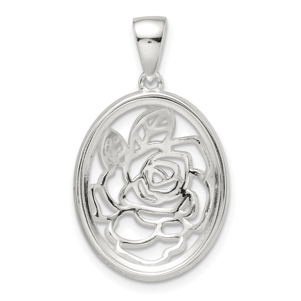 Sterling Silver Cz Rose Pendant