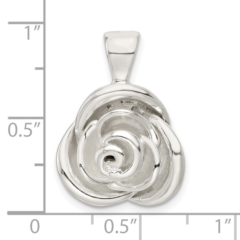 Sterling Silver Polished Hollow Rose Pendant