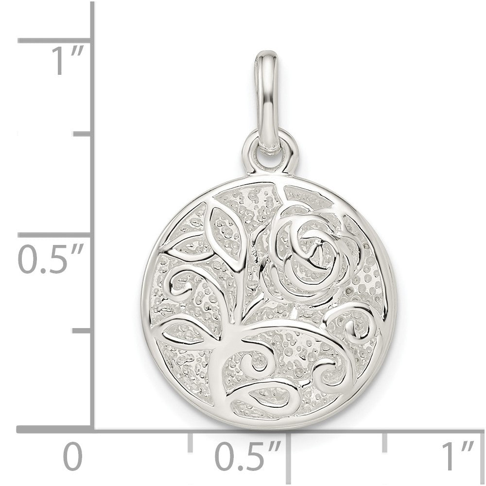 Sterling Silver Textured Rose Pendant