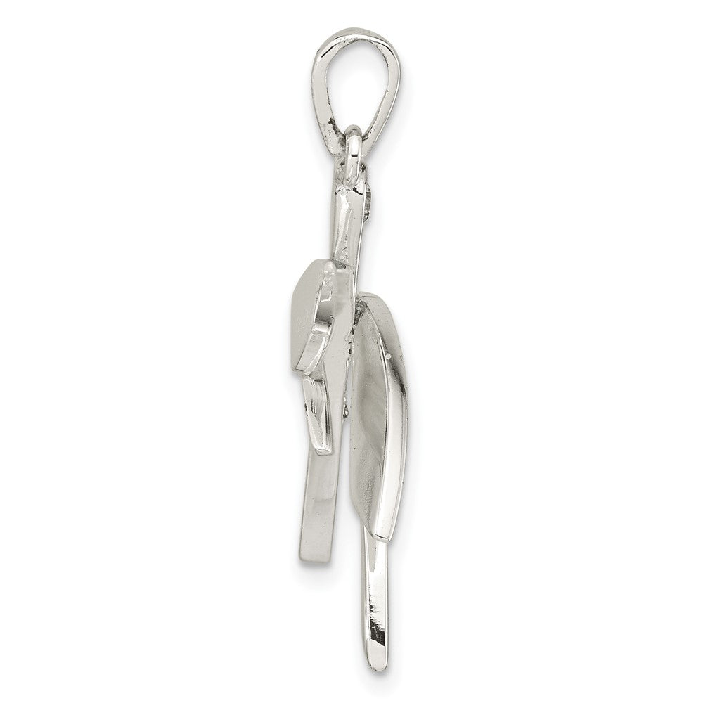 Sterling Silver Polished Cz Dragonfly Pendant