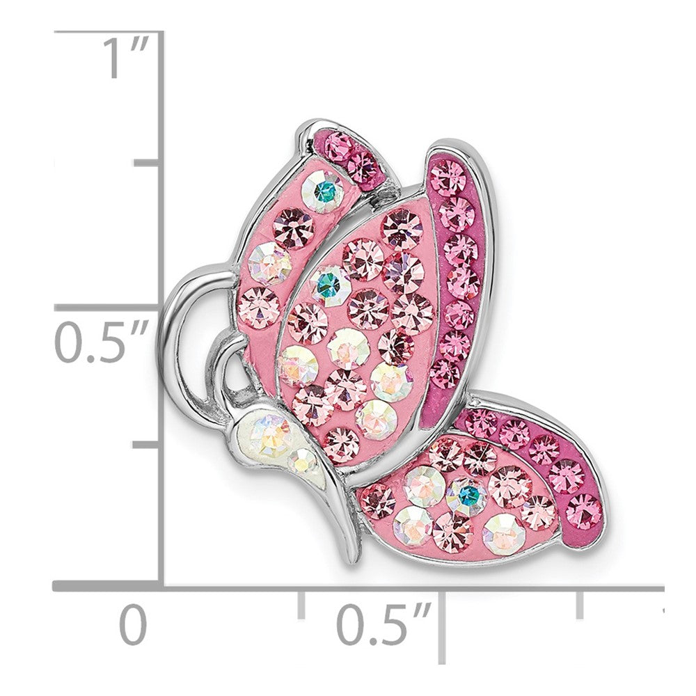 Sterling Silver Rhodium-Plated Preciosa Crystal Butterfly Chain Slide