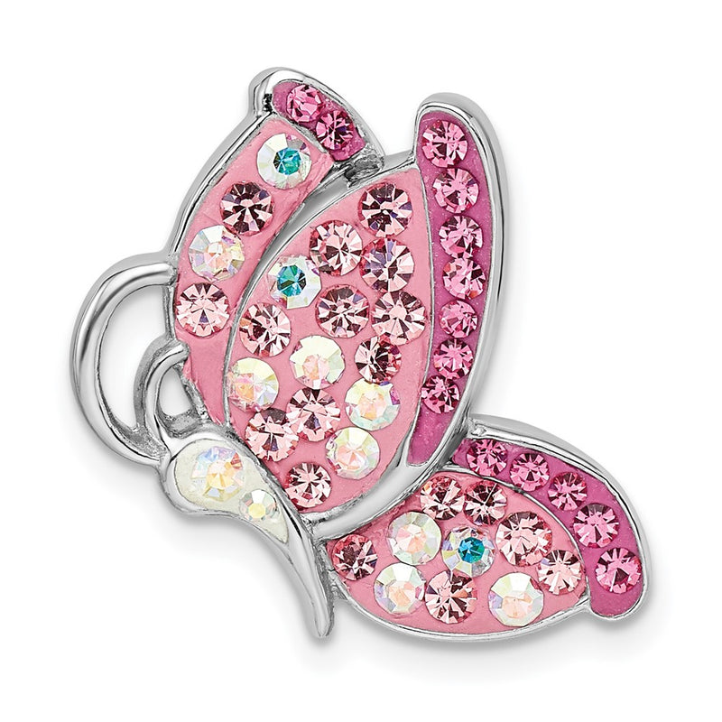 Sterling Silver Rhodium-Plated Preciosa Crystal Butterfly Chain Slide