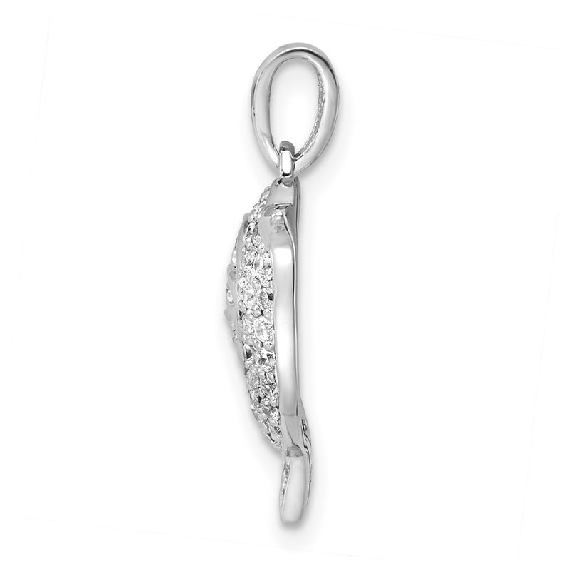 Sterling Silver Rhodium-Plated Cz Bird Pendant