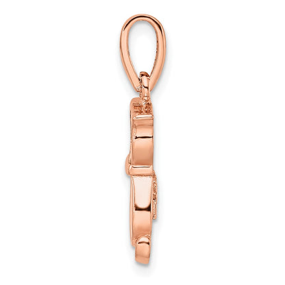 Sterling Silver Rhodium-Plated Rose-Tone White Created Opal Cat Pendant