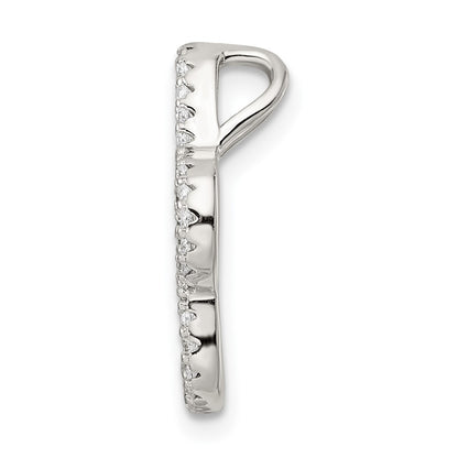 Sterling Silver Rhodium-Plated Polished Cz Paw Print Chain Slide