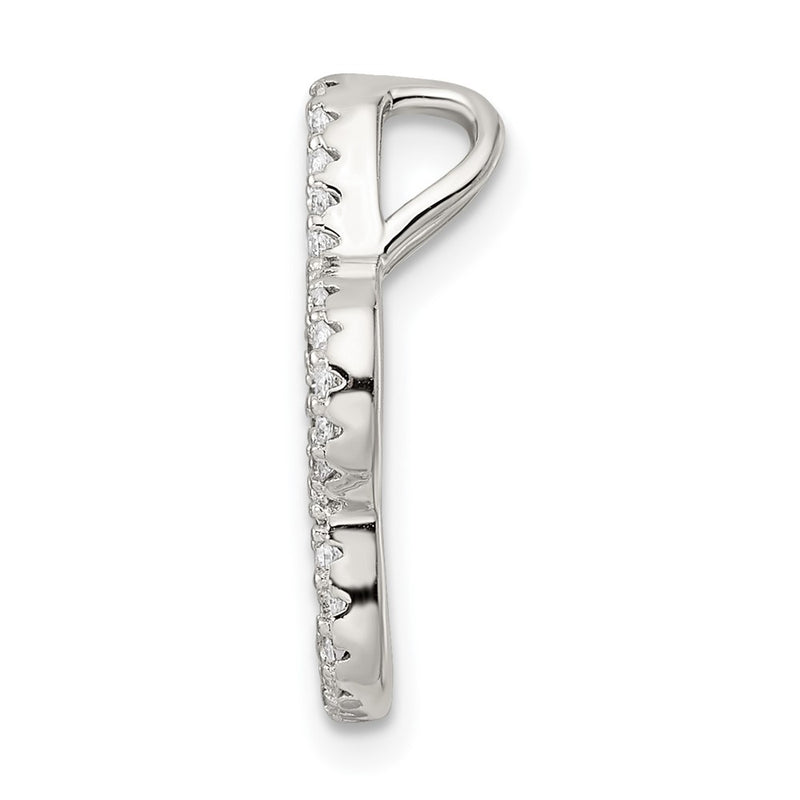 Sterling Silver Rhodium-Plated Polished Cz Paw Print Chain Slide