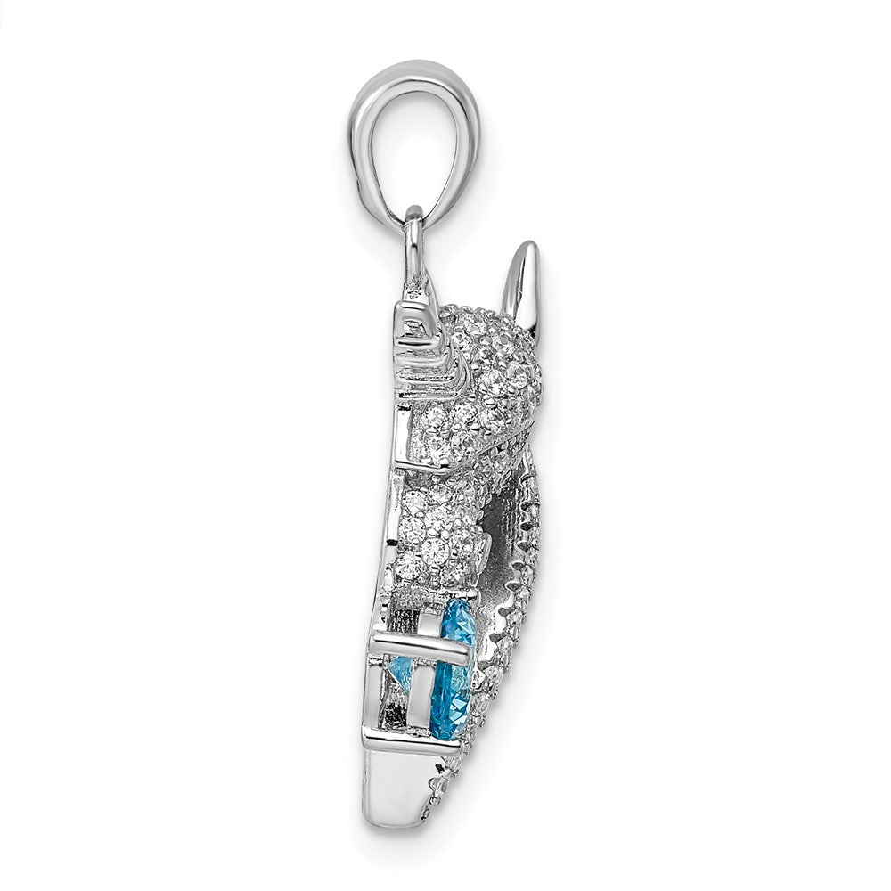 Sterling Silver Rhodium-Plated Polished Cz Unicorn Pendant