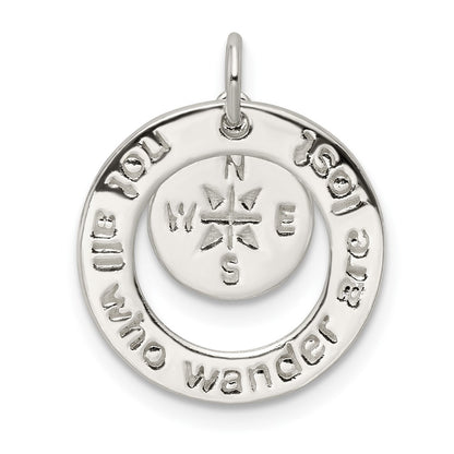 Sterling Silver Round Not All Who Wander Pendant
