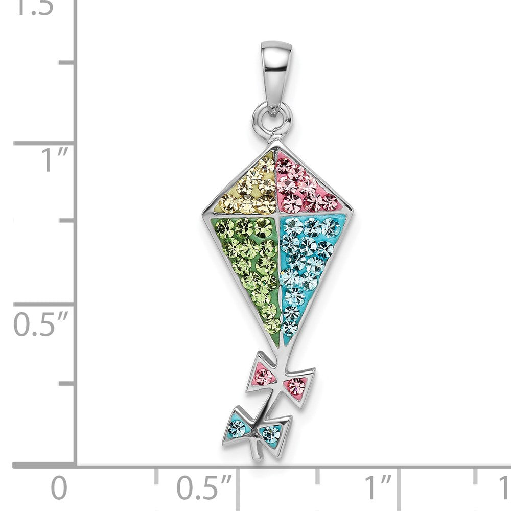 Sterling Silver Rhodium-Plated Preciosa Crystal Kite Pendant