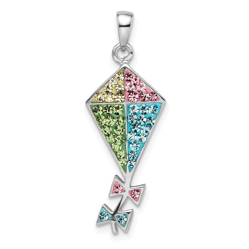 Sterling Silver Rhodium-Plated Preciosa Crystal Kite Pendant