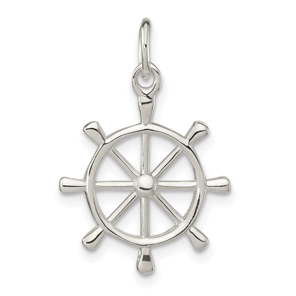 Sterling Silver Polished Ship'S Wheel Pendant