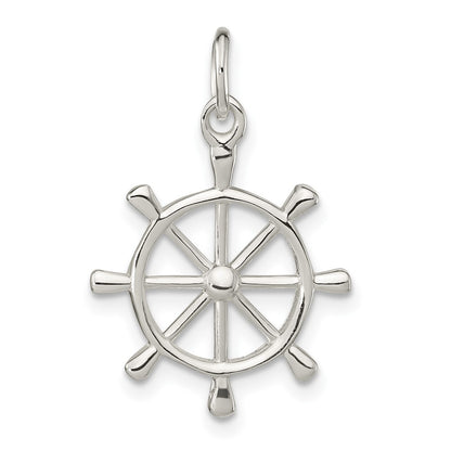 Sterling Silver Polished Ship'S Wheel Pendant