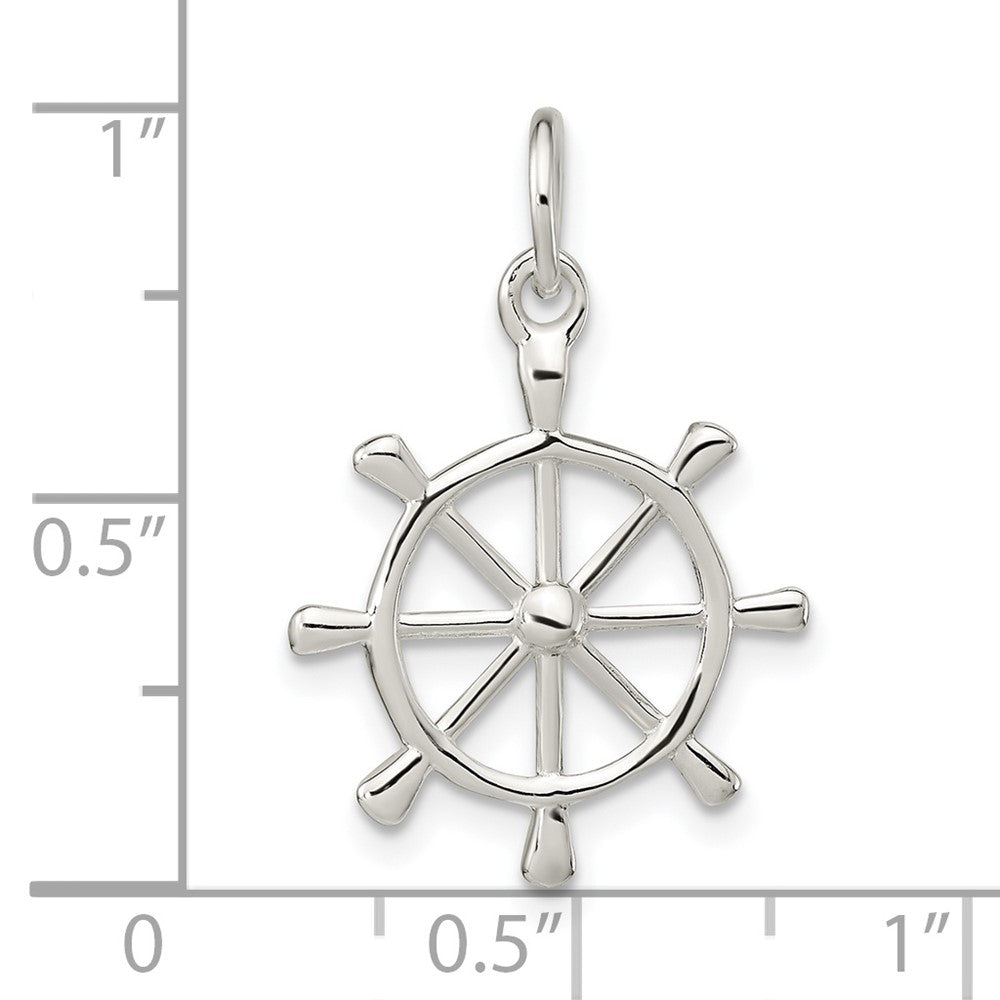 Sterling Silver Polished Ship'S Wheel Pendant