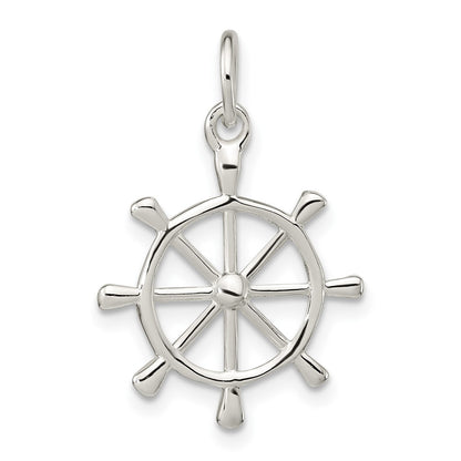 Sterling Silver Polished Ship'S Wheel Pendant