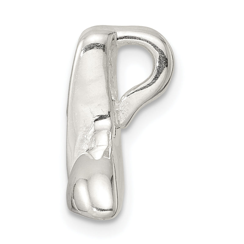 Sterling Silver Polished Crystal Whale Tail Chain Slide