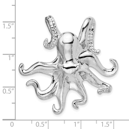 Sterling Silver De-Ani Rhodium-Plated Polished Octopus Slide