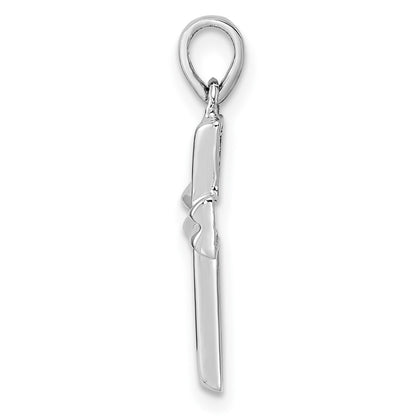 Sterling Silver Rh Polished Cross Pendant