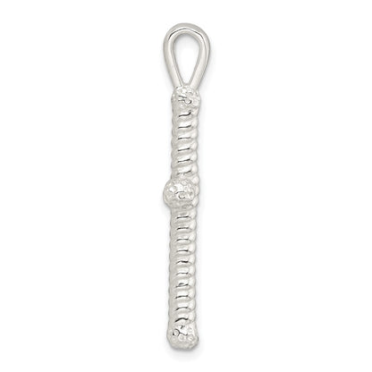 Sterling Silver Polished Twisted Hollow Latin Cross Pendant