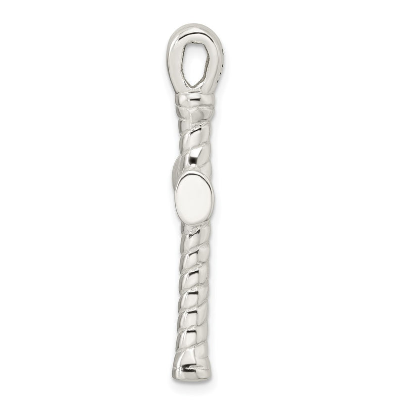 Sterling Silver Polished Twisted Hollow Large Latin Cross Pendant