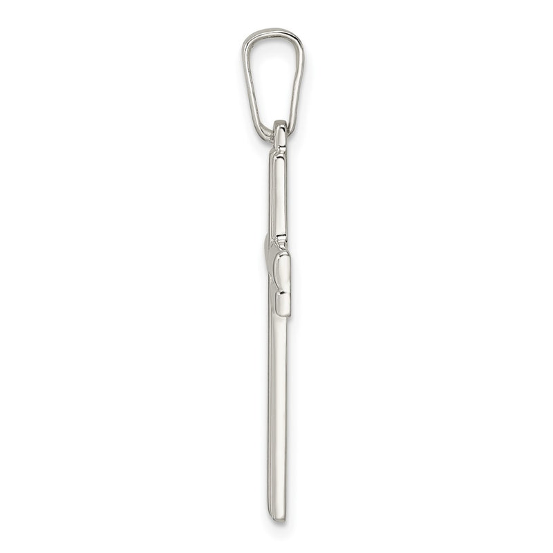 Sterling Silver Polished W/Lines Latin Cross Pendant