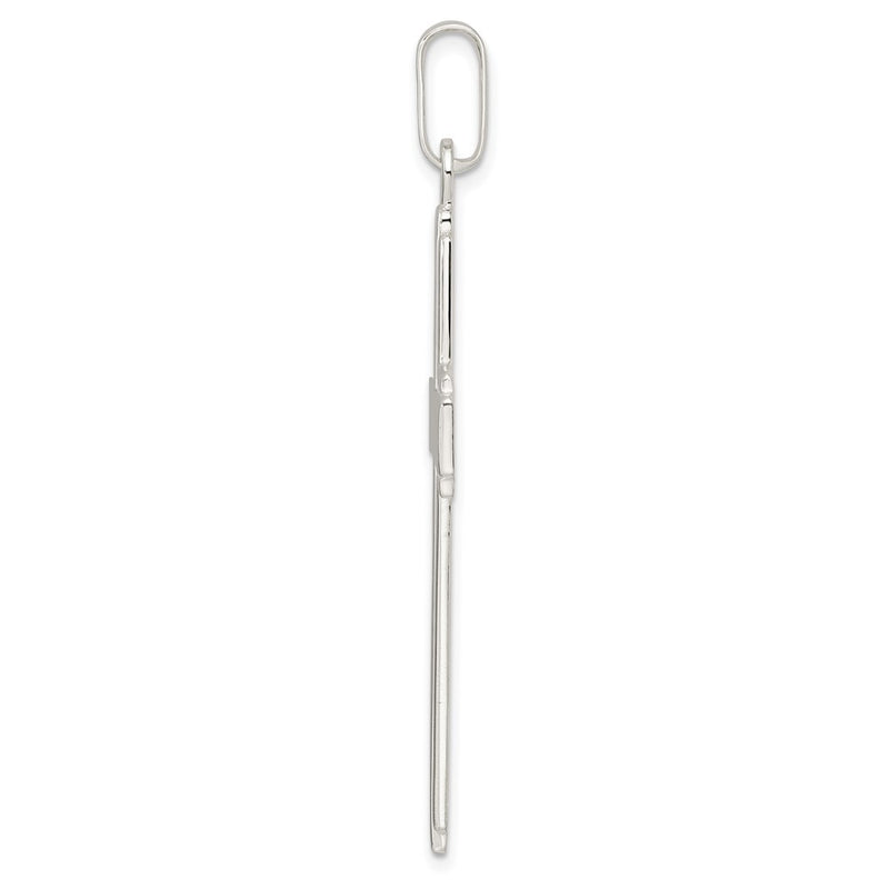 Sterling Silver Polished W/Edge Lines Large Latin Cross Pendant