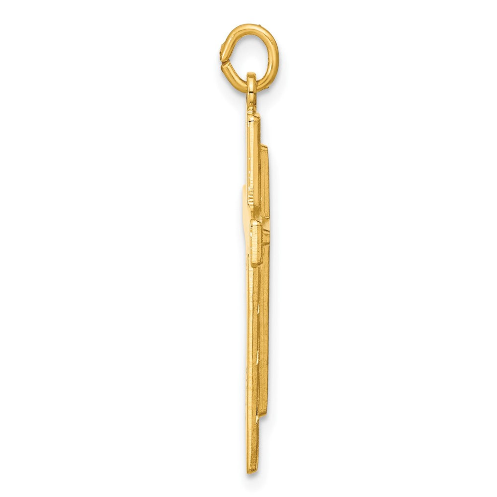 Sterling Silver Gold-Plated Polished And Satin D/C Cross Pendant