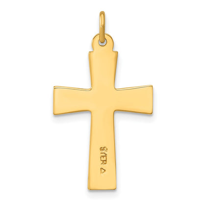 Sterling Silver Gold-Plated Polished Enameled Cross Pendant