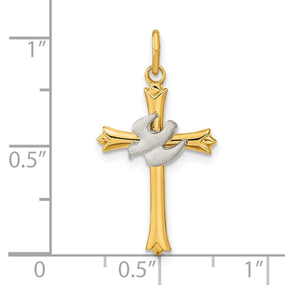 Sterling Silver Gold-Plated Polished And Satin Cross Dove Pendant
