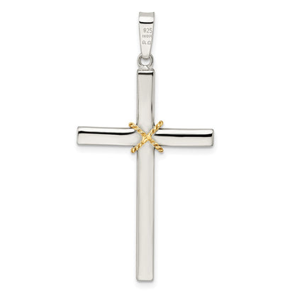 Sterling Silver W/Gold-Tone X Center Hollow Cross Pendant