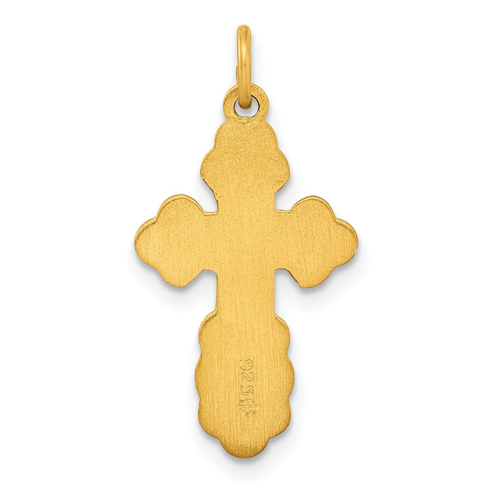Ss/Gold Plated Stelring Silver Gold-Tone Polished Solid Miraculous Symbols Cross Pendant