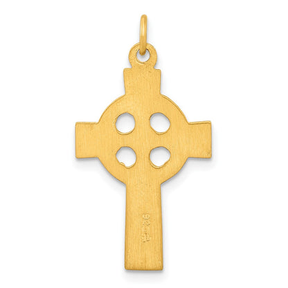 Ss/Gold Plated Sterling Silver Gold-Tone Polished Solid Cross Pendant