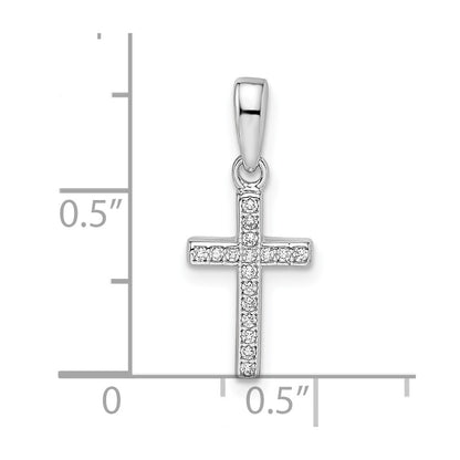 Sterling Silver Rhodium-Plated Cz Cross Pendant