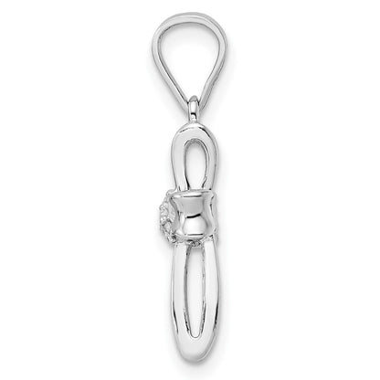 Sterling Silver Rhodium-Plated Cz Cross Pendant