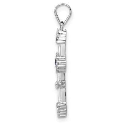 Sterling Silver Rhodium-Plated Cz Cross Pendant