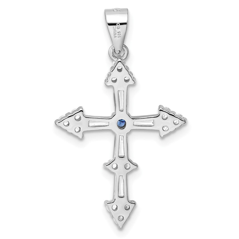 Sterling Silver Rhodium-Plated Cz Cross Pendant