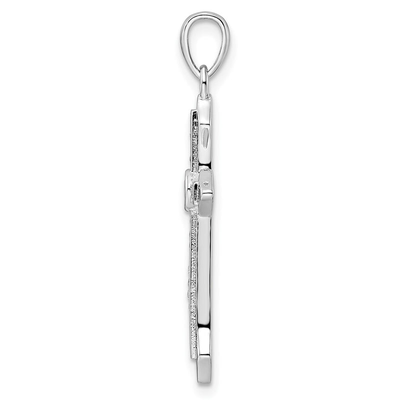 Sterling Silver Rhodium-Plated Cz Cross Pendant