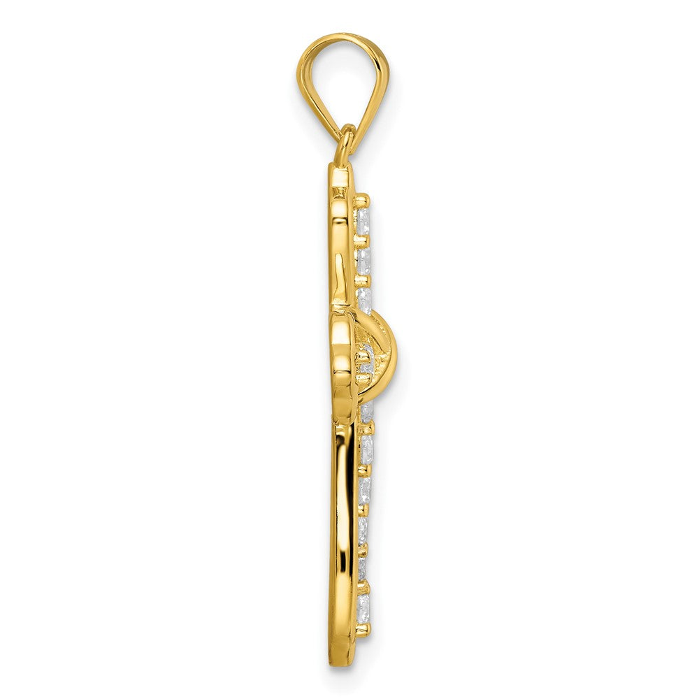 Sterling Silver Gold Tone Cz Cross Pendant